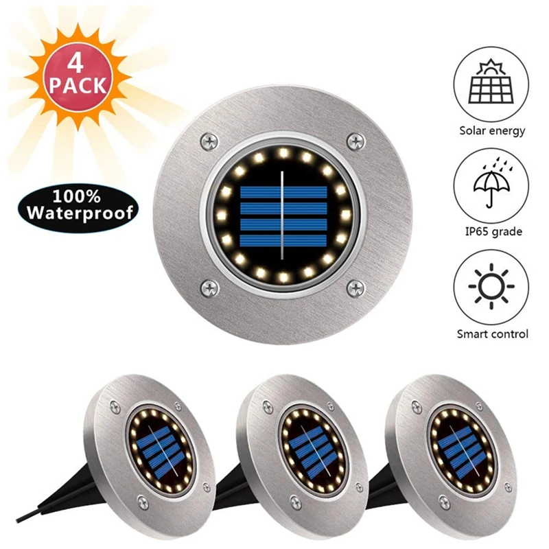Уличный водонепроницаемый фонарь на солнечной батарее 16 светодиодов в комплекте