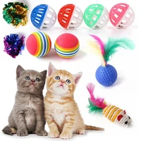 20 pcs colorful plush cat chewing toys ball funny mice shaped kitten interactive molar cleaning teeth toy cats toy accessories
