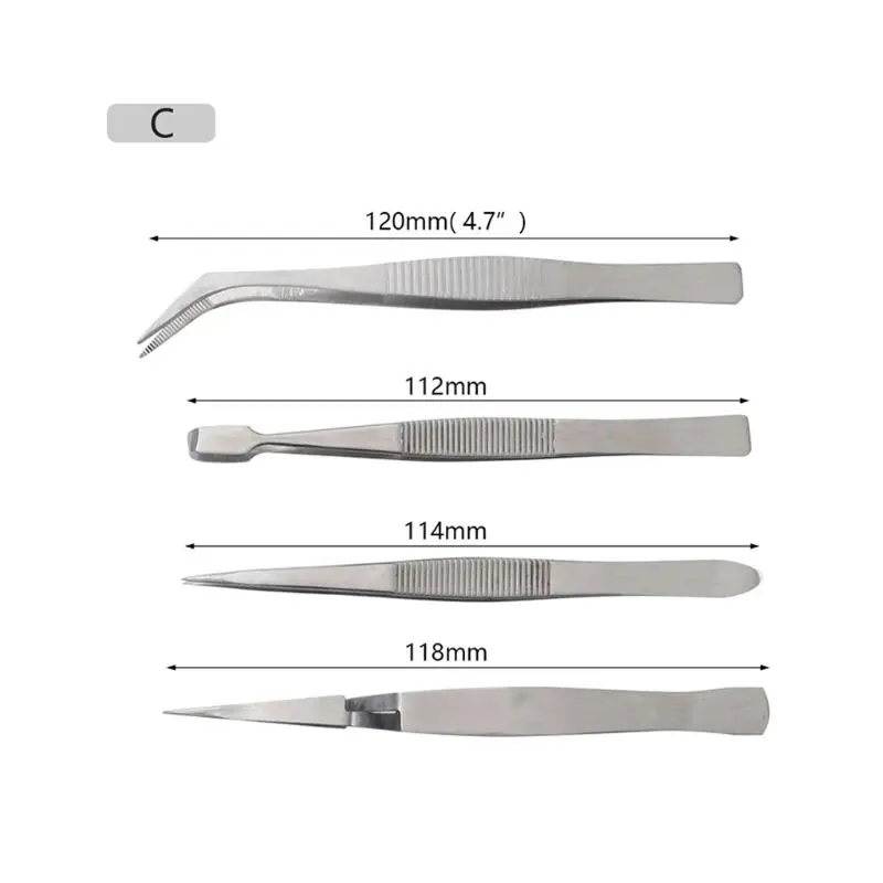 

ESD Anti Static Stainless Steel Tweezers Maintenance Repair Tool Set Precision