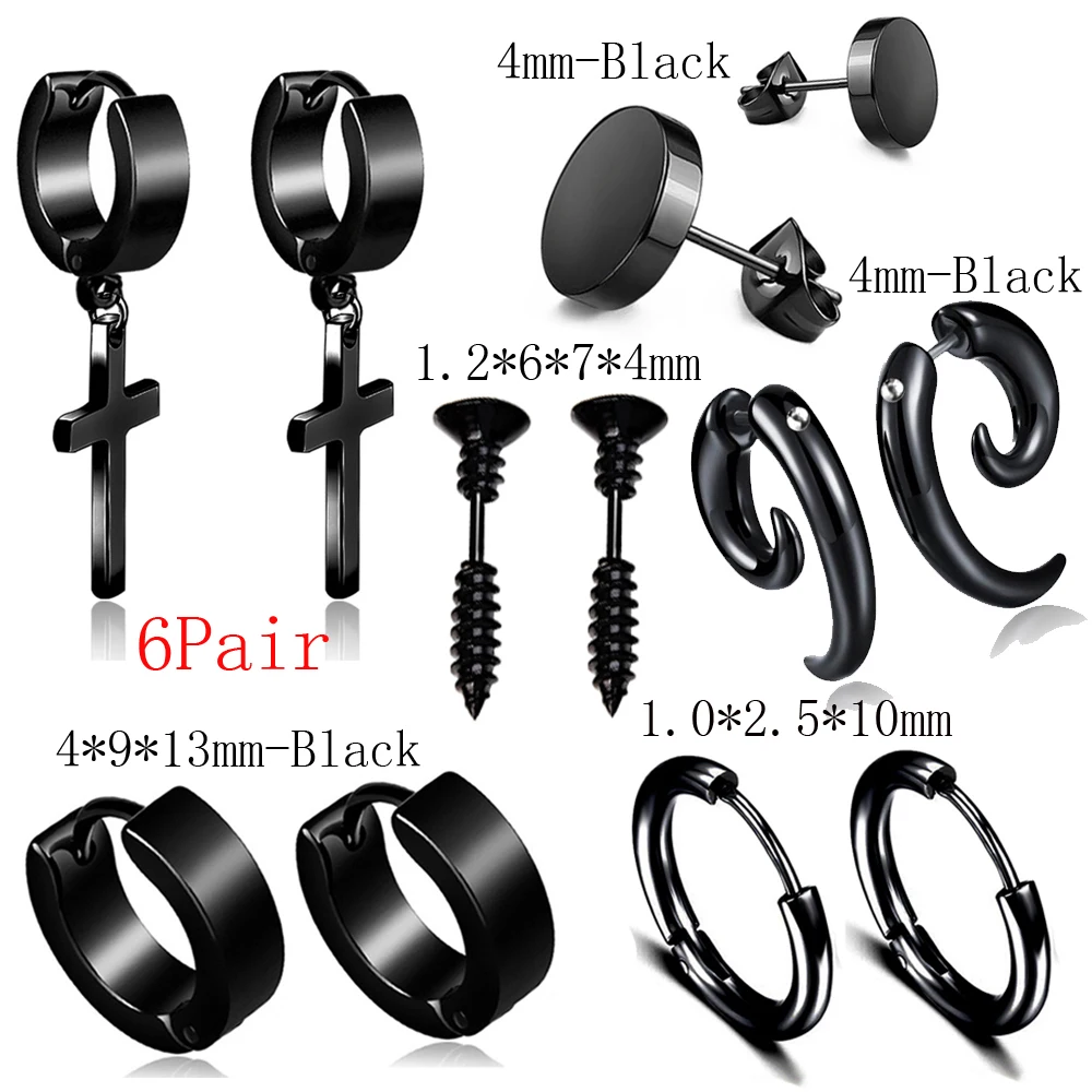 

Серьги-гвоздики из нержавеющей стали в стиле унисекс, ювелирные украшения для пирсинга в стиле панк, цвет черный, цвет черный, 1 комплект