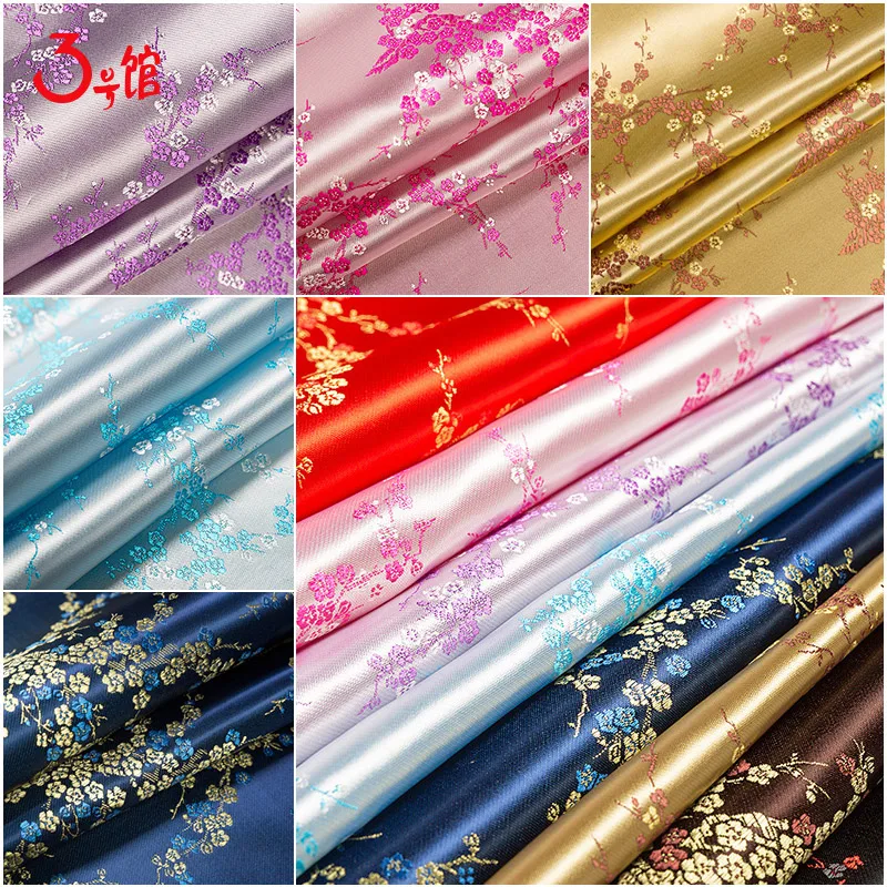 Китайский стиль винтажная жаккардовая ткань Cheongsam парча атласная для шитья