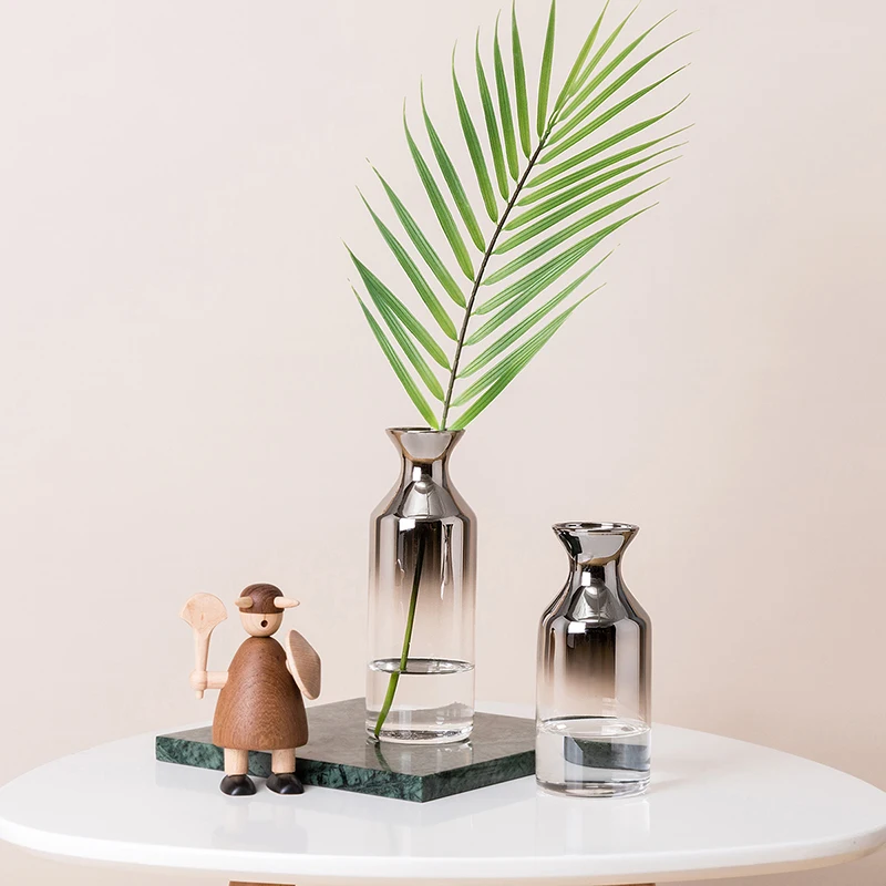 Скандинавская стеклянная ваза серебряный градиент сушеный скандинавский цветок