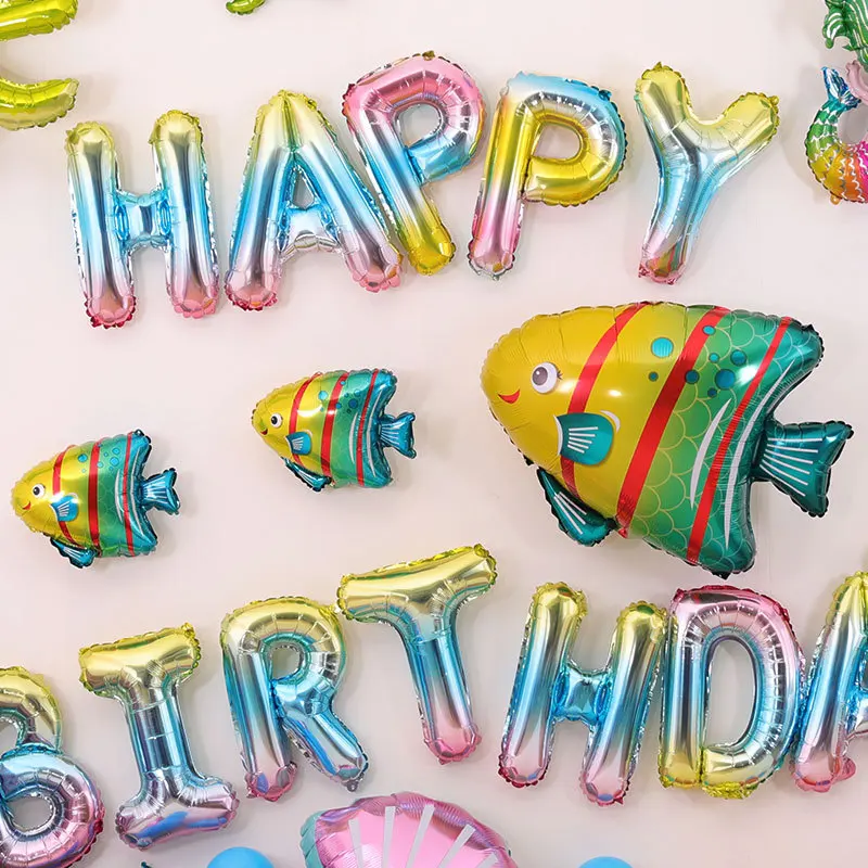 Ребенок с днем рождения сцена украшения океана тема вечеринки установка стены