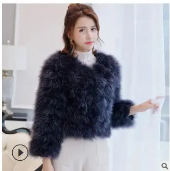 dark gray color Женское пальто из натурального меха, зимняя куртка из натурального страусиного пера, розничная/, высшее качество - Цвет: dark gray color