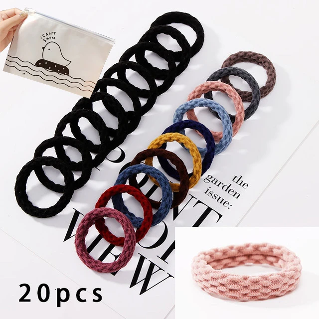 black with colors 3 10pcs/Set New Women Basic Crude Elastic Hair Bands Ponytail Holder Scrunchie Headband Rubber Bands Fashion Hair Accessories - Цвет: black with colors 3