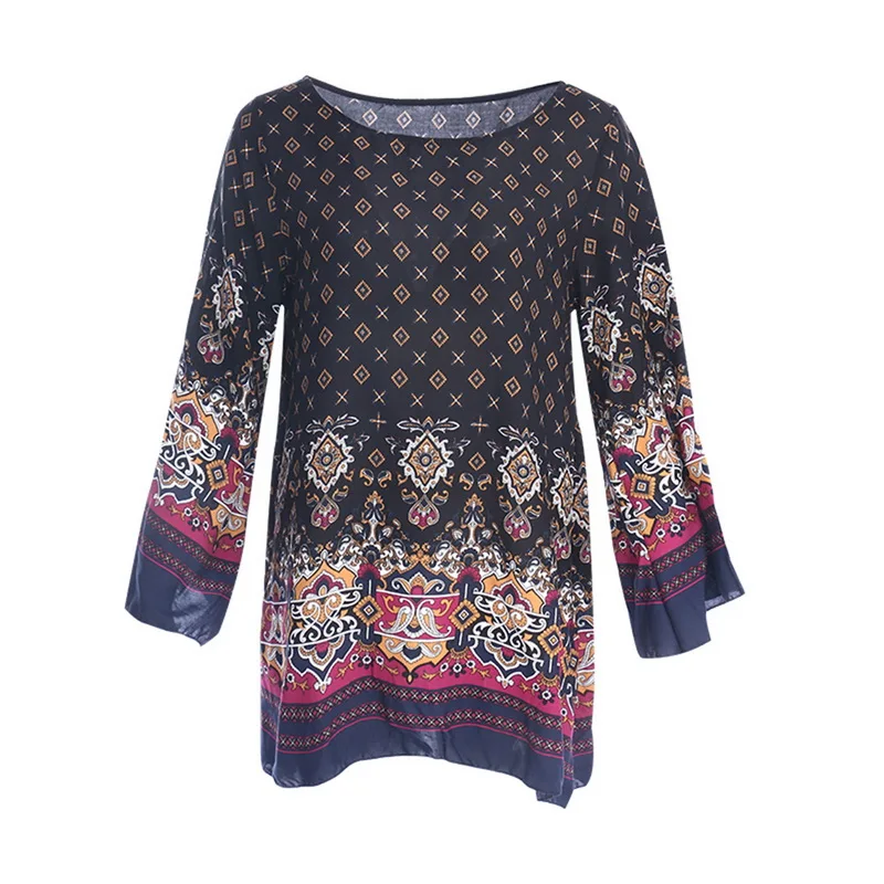 CYSINCOS Brand Autumn Dress Women New 2019 Plus Size Bohemian Boutique Style Women's Vintage Ethnic Slim Floral | Женская одежда