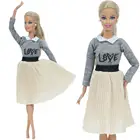 1 комплект, модная серая блузка, топ, длинная юбка, повседневная одежда, аксессуары, одежда для куклы Барби, детская игрушка