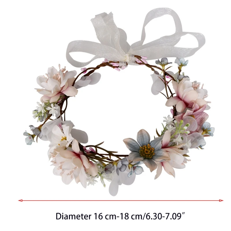 

573B Boho Flower Headband Hair Wreath Bridal Floral Garland Crown Beach Headpiece