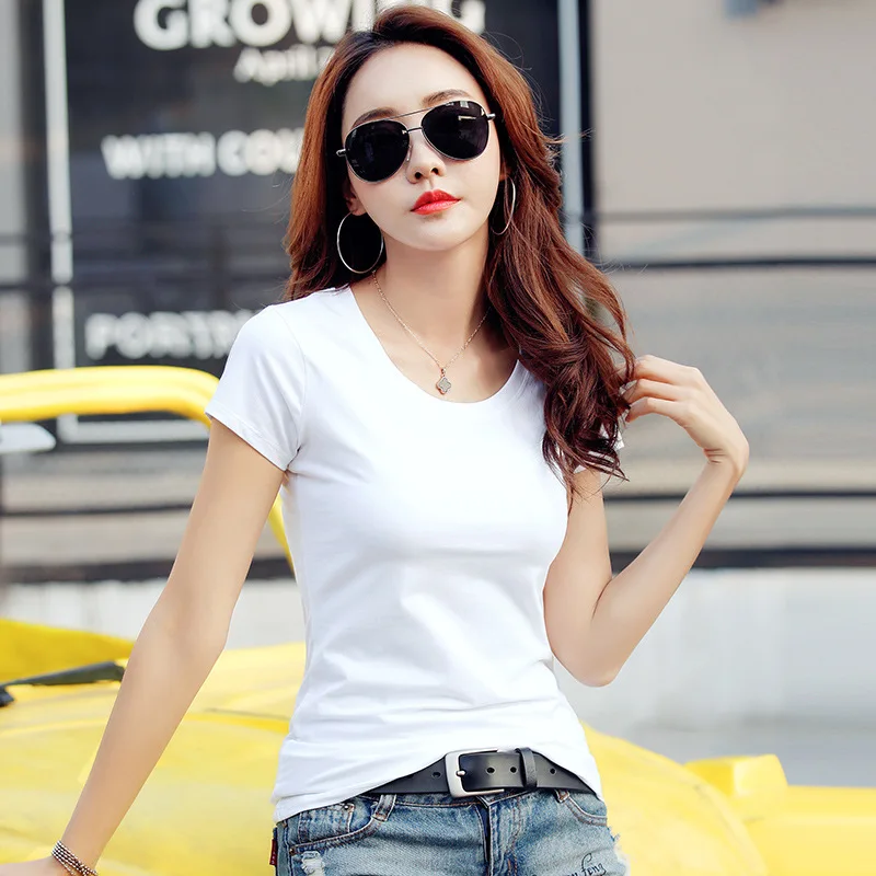 

MRMT 2021 Brand Summer New Women's T Shirt Pure Short-sleeved T-shirt for Female Tight-fitting Cotton Bottom Tops T-shirt