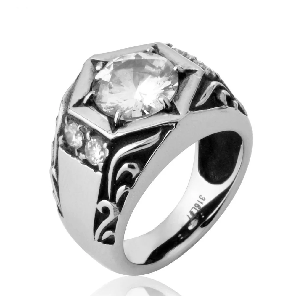 

FDLK Men's 4.03 Ct Round Cut AAA Zircon Carbide Silver Color Ring Engagement Wedding Jewelry Best Anniversary Gift Sizes 7-14