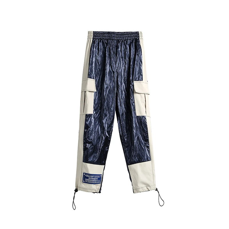 

Popular logo overalls men summer thin straight loose drawstring leg pants nine points versatile.