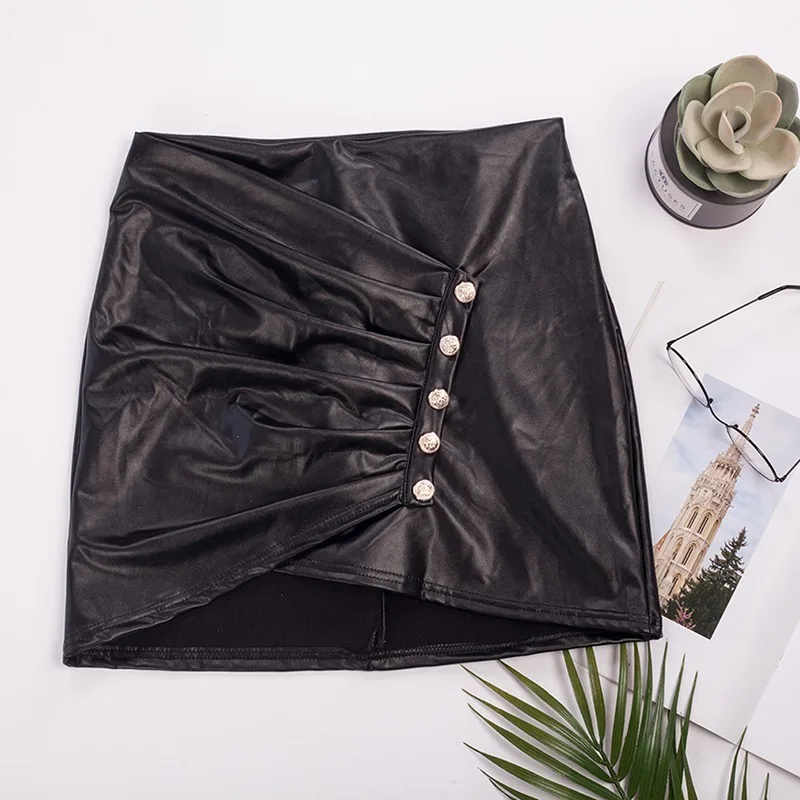 

Fashionable Lady Short Skirt Sexy Pencil Skirt Summer Solid Color Button Women Comfortable High Waist Mini Skirt