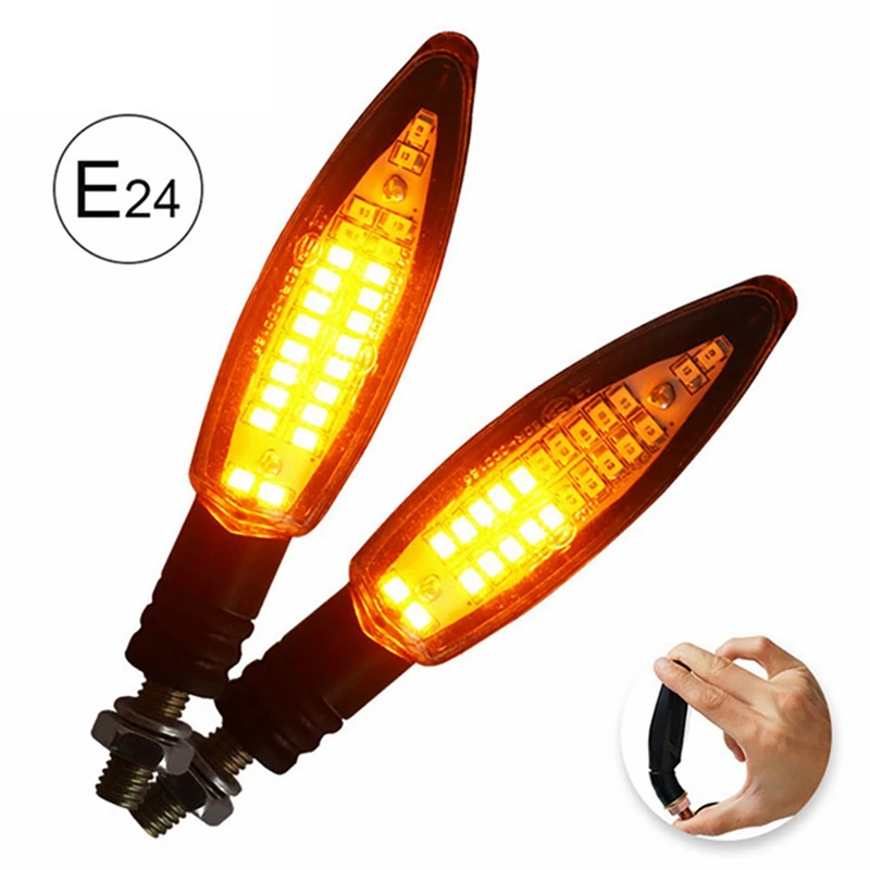 

Motorcycle Turn Signal LED Light E24 Flowing Water Blinker Flashing Indicator Bendable Tail Stop Signal for Yamaha/Honda