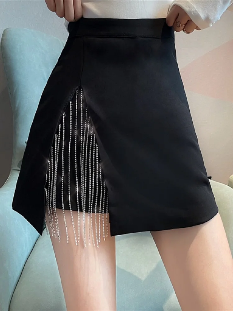 Женская мини-юбка в французском стиле юбка трапециевидной формы с разрезом