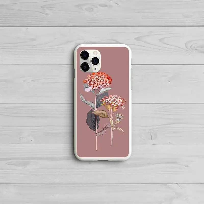 

Aesthetic Flower Art Phone Case Candy Color White for iPhone 11 pro XS MAX 8 7 6 6S Plus X 5S SE 2020 XR