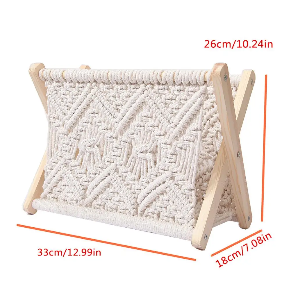 macrame magazine rack small boho books newspapers holder organizer northern europe rustic style storage rack free global shipping