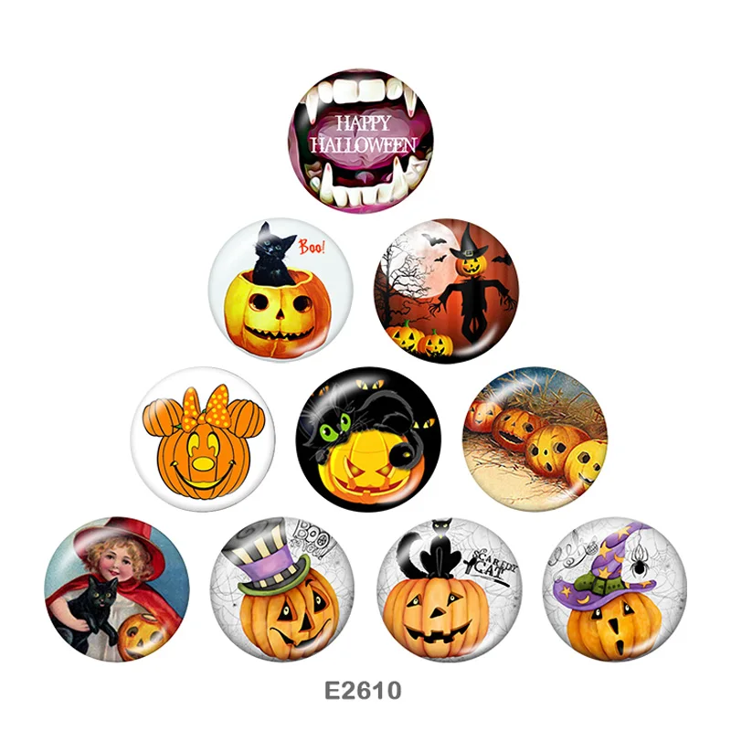 Хэллоуин круглые стеклянные бусины для создания наклейки на холодильник брелок