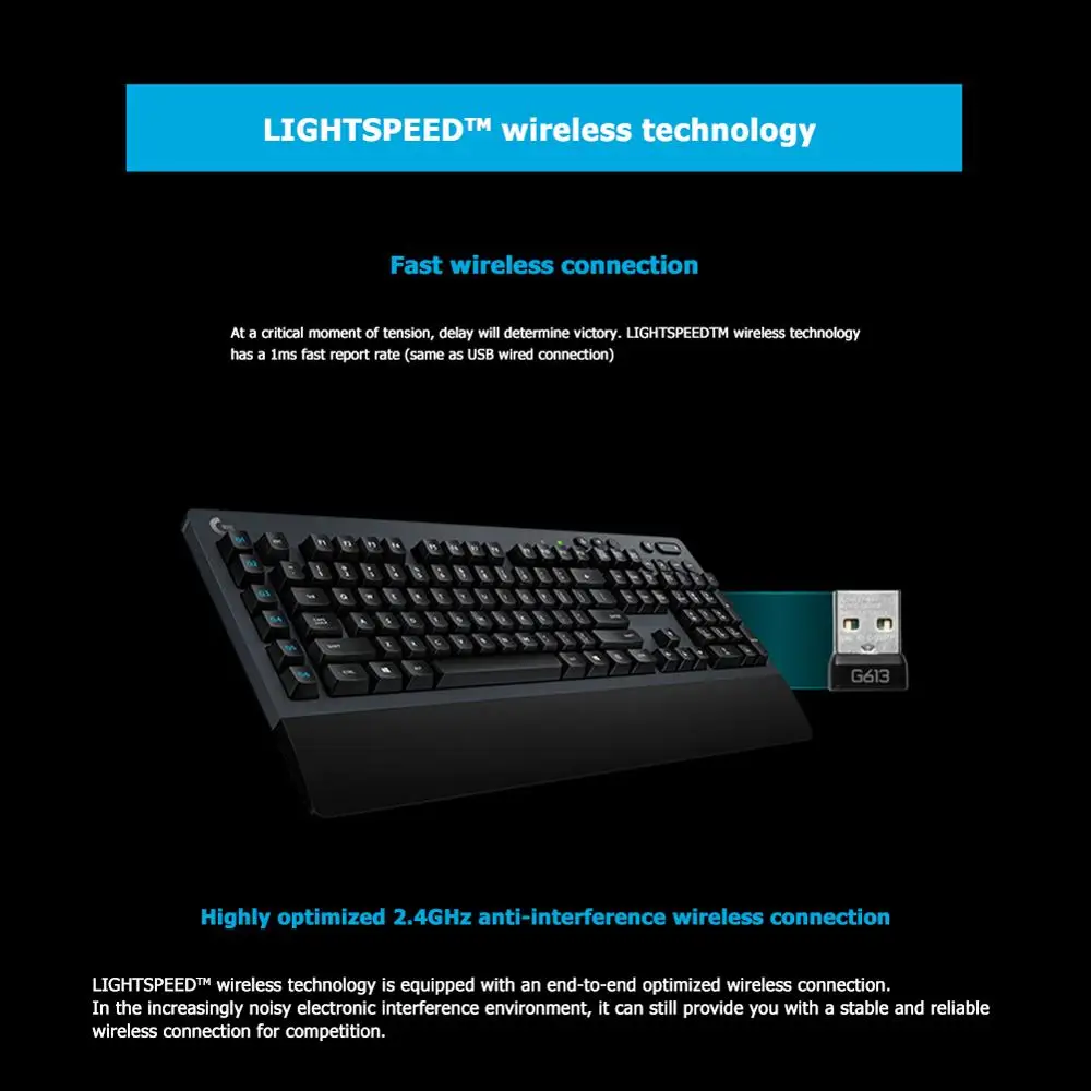 Logitech G613 2 4G Bluetooth Беспроводная LIGHTSPEED игровая механическая клавиатура 10 клавиш без