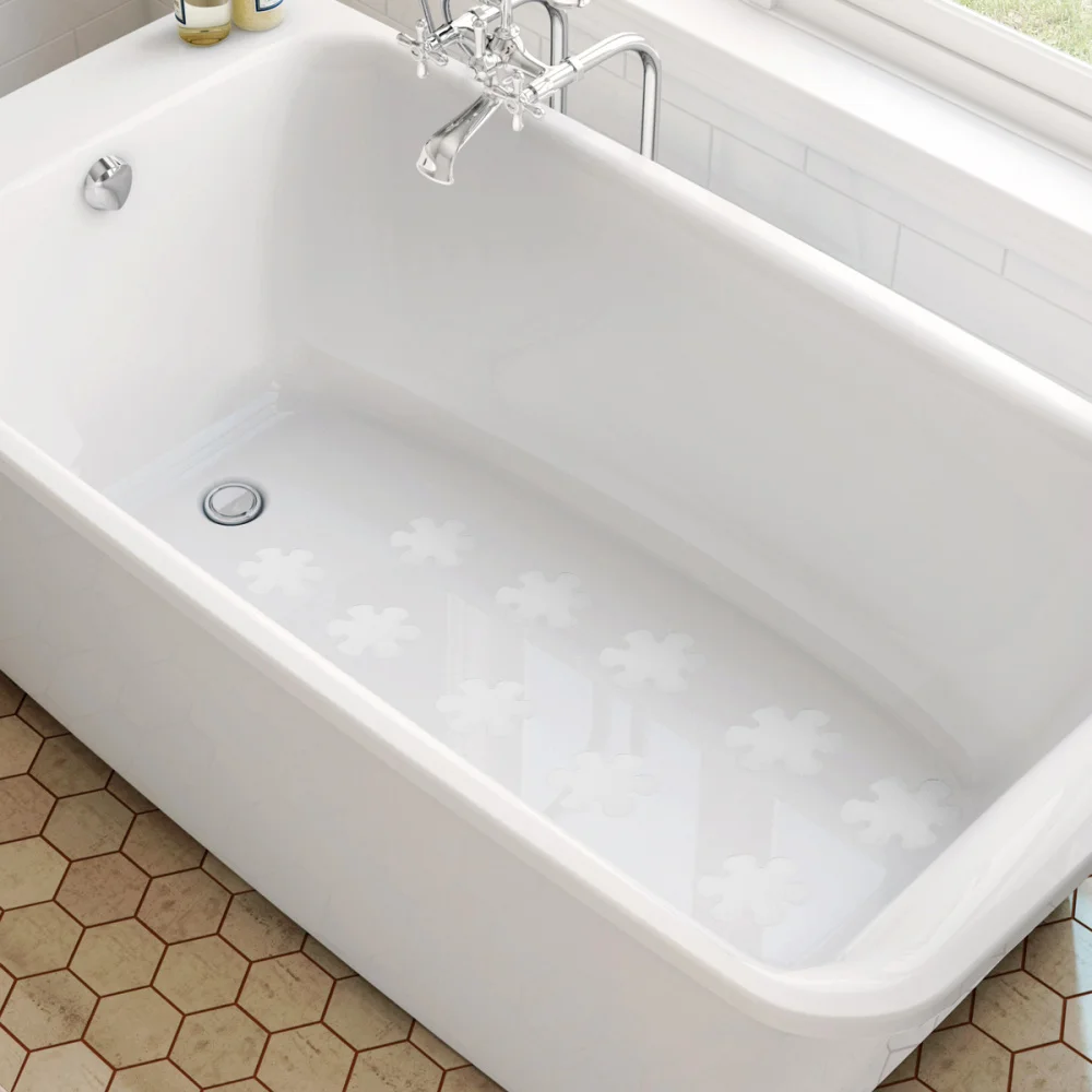 

OUNONA 20PCS Flower Shape PEVA Anti-slip Bathtub Stickers Decals Safety Bath Shower Treads 10CM (Transparent)
