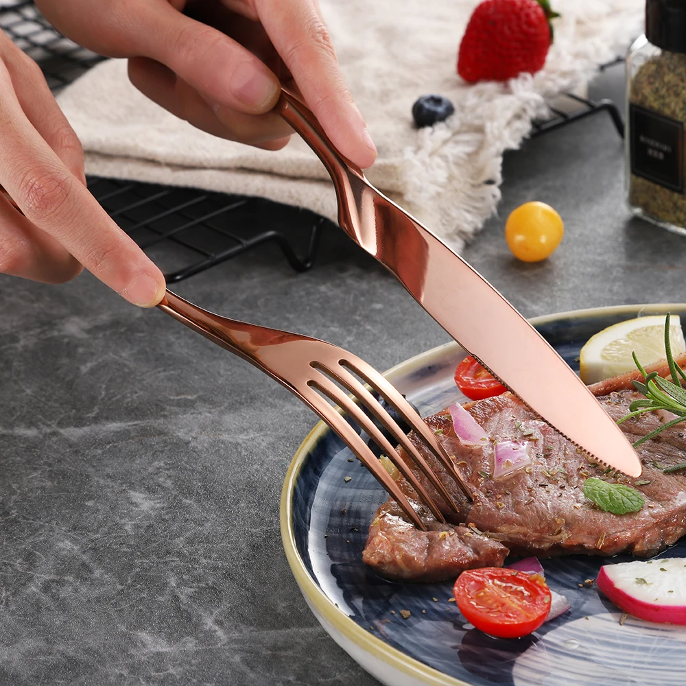 24 шт./компл. столовая посуда из нержавеющей стали|knife and fork set|knife forkgold cutlery set |