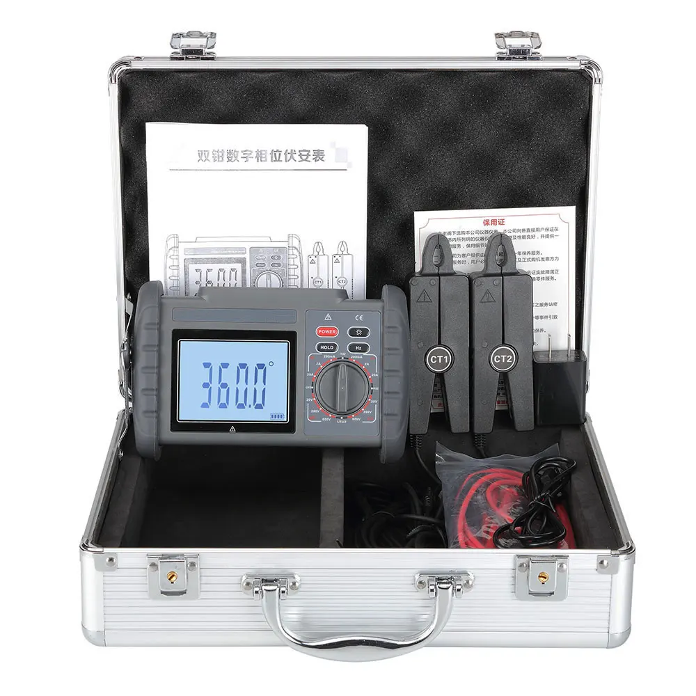 

FR2010+ Double clamp digital phase voltmeter for voltage, current, frequency, and phase measurement
