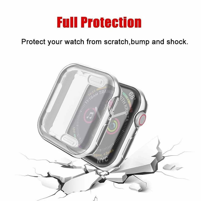 Чехол Fundas для Apple Watch Series 4 3 2 1 защита экрана 44 мм 42 40 38 м Мягкий бампер из ТПУ