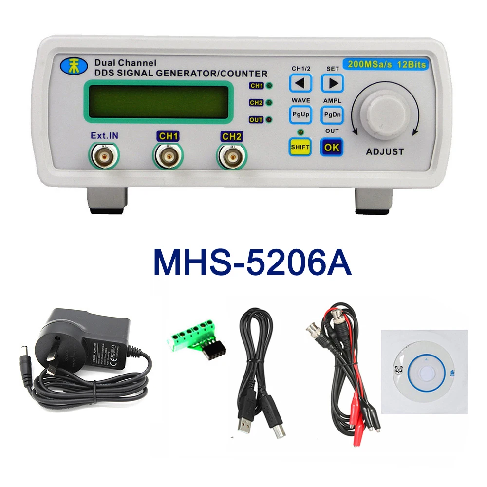 

MHS5200A 6MHz DDS Function Signal Generator Digital Control Dual-channel Frequency Counter/Meter Arbitrary Waveform Pulse 6A