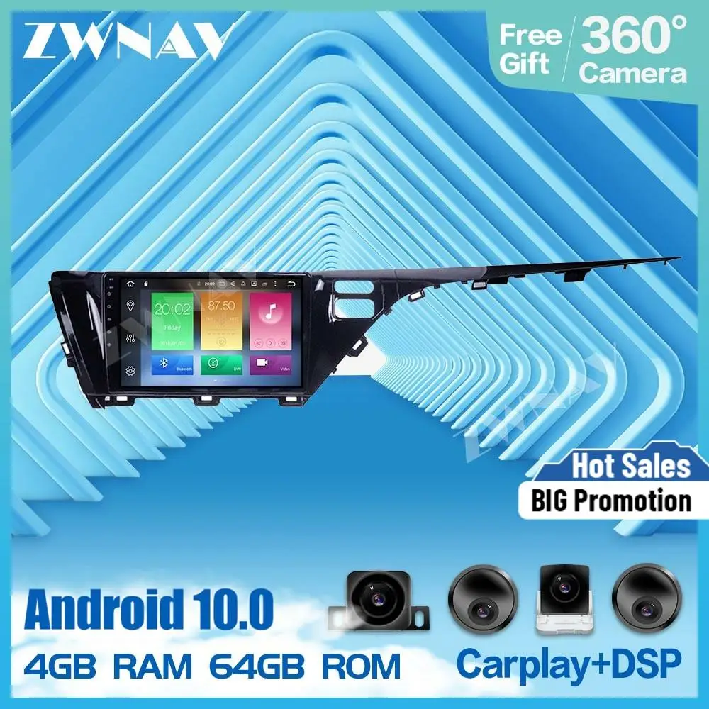 

2 din IPS touch screen Android 10.0 Car Multimedia player For Toyota Camry 2018-2019 video audio radio stereo GPS navi head unit