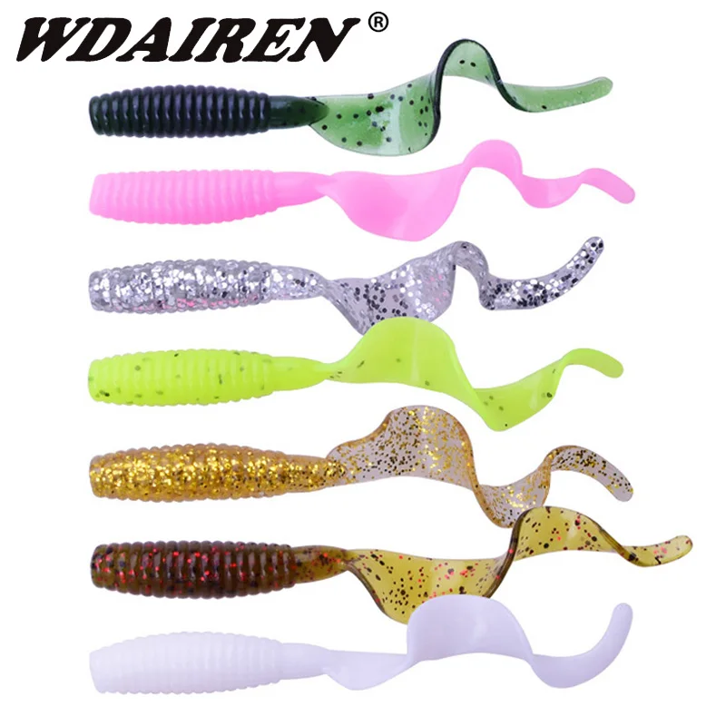 5PCS Fishing Maggots Worm Soft Lures Bass Jig Wobblers Tackle 5.5cm 2g Shrimp Odor With Salt Silicone Artificial Bait Swimbaits