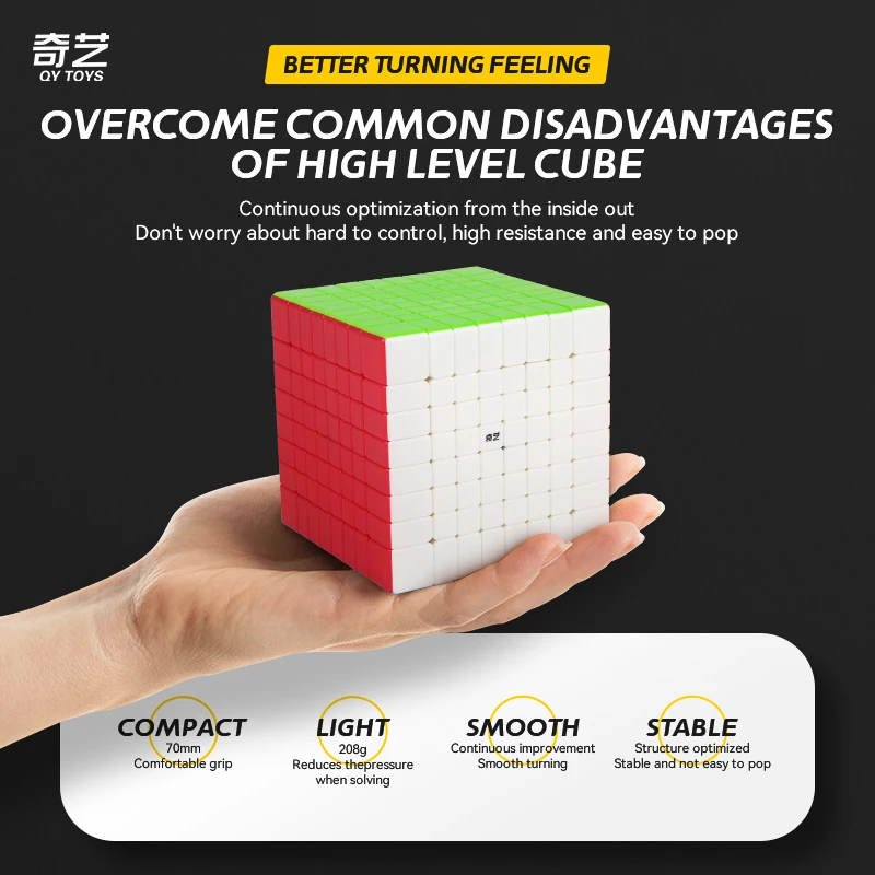 HelloCube-Cubo m&aacute;gico QiYi, rompecabezas de velocidad de alto nivel, Cubo sin pegatina, juguetes educativos para ni&ntilde;os, 8x8, 9x9-2