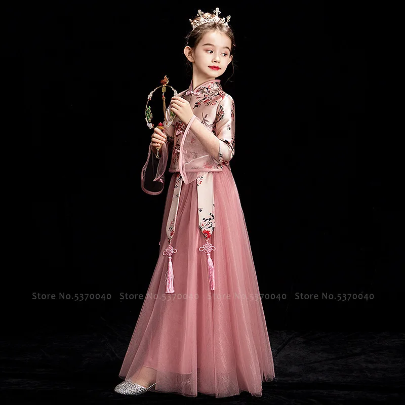 Детская мода для девочек Традиционный китайский Hanfu Тан костюм принцессы