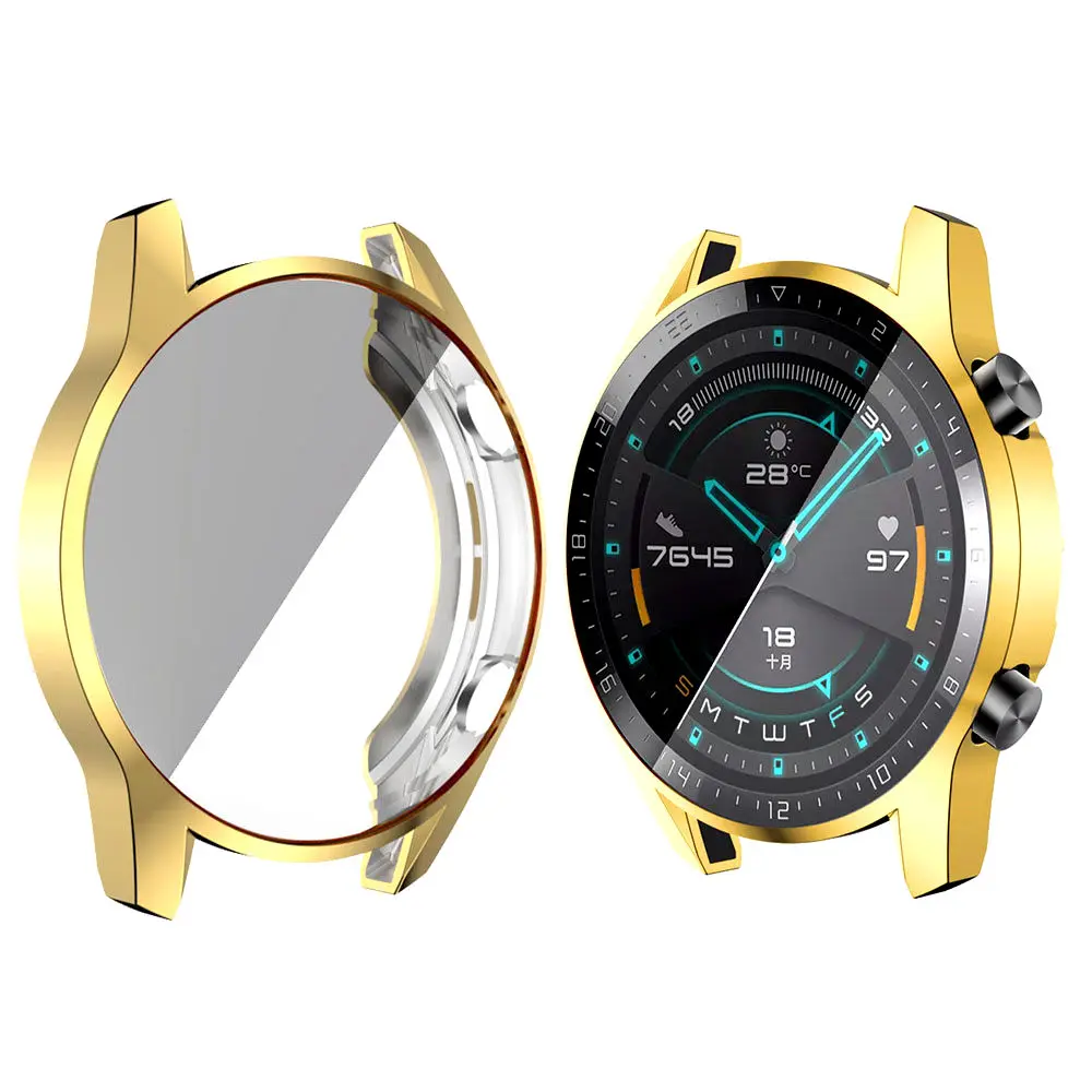 gold Huawei watch GT чехол для huawei watch gt ремешок чехол Мягкий ТПУ покрытие все вокруг Защитный чехол оболочка умные часы аксессуары M25 - Цвет ремешка: gold