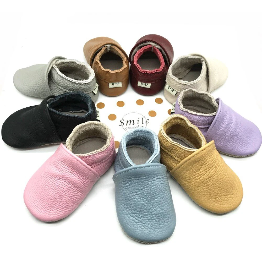 Wholesale Baby  Shoes  Cow Leather Bebe Booties Soft Soles Non-Slip Footwear For Infant Toddler First Walkers Boys And Girls Sli