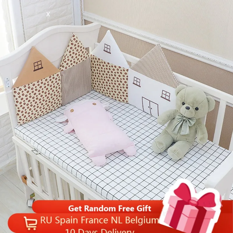 

4pcs Baby Bed Bumpers for Newborn Crib Protection Around Cushion Cot Pillows Baby Room Decoration Baby Bedding Bumper