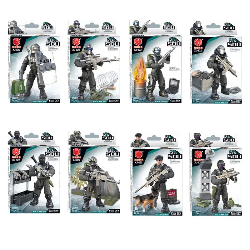 

2021 New Kids Toys Jungle Sniper Team Military Figures Building Blocks WW2 Soldiers Weapon Accessories Guns Bricks For Boys