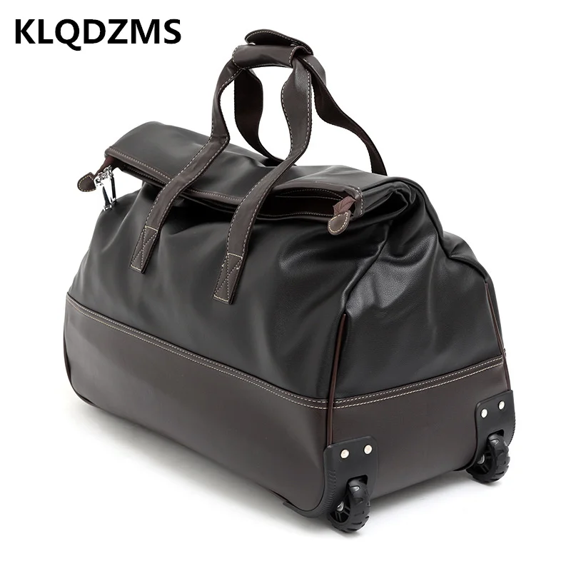 KLQDZMS 20’’24 Inch PU Portable Detachable Trolley Suitcase Women Spinner Rolling Luggage Men's Casual Handbag Wheeled Suitcase