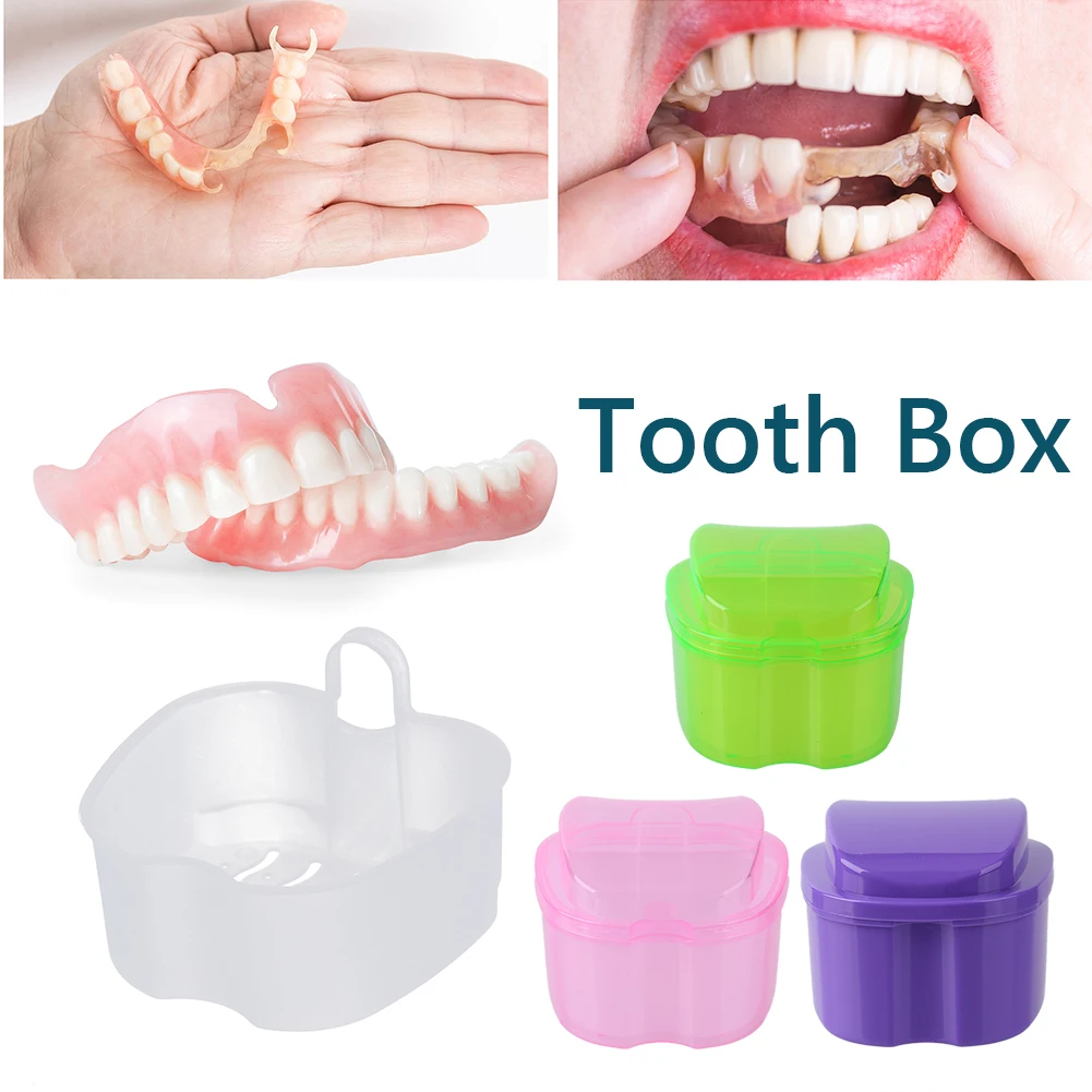

Denture Care Bath Box Container Cleaning False Teeth Bath Case Tooth Care Denture Bath Box Case with Hanging Net