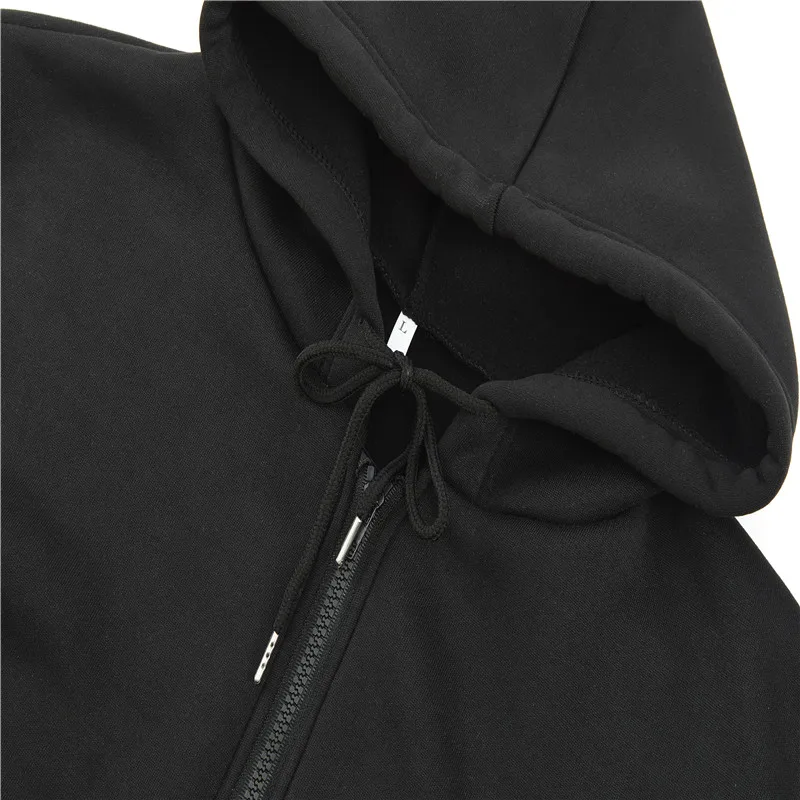 

New Autumn and Winter Korean-Style Zip Hooded Brushed and Thick Couple's Solid Color