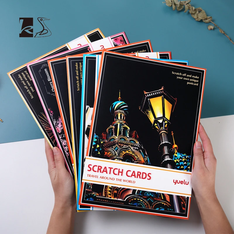 

Цветная ночная сцена А4, скребковая живопись по 4 шт., ручная работа, скребковая живопись, подарок для лучшего друга 18 лет