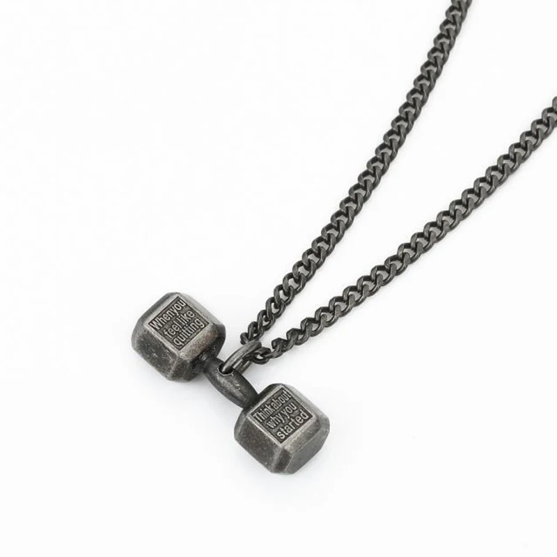 big Retro Серебряные ожерелья мужские из нержавеющей стали подвеска для фитнеса пара черное ожерелье-цепь мужские аксессуары для фитнеса ювелирные изделия на шею - Окраска металла: big Retro