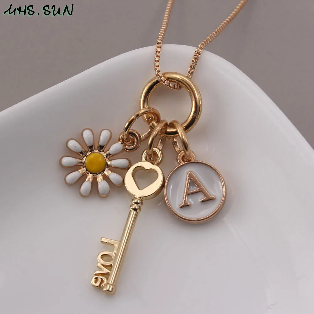 Колье с цветком для девочек MHS.SUN колье подвеской из 26 букв и буквами Алфавит