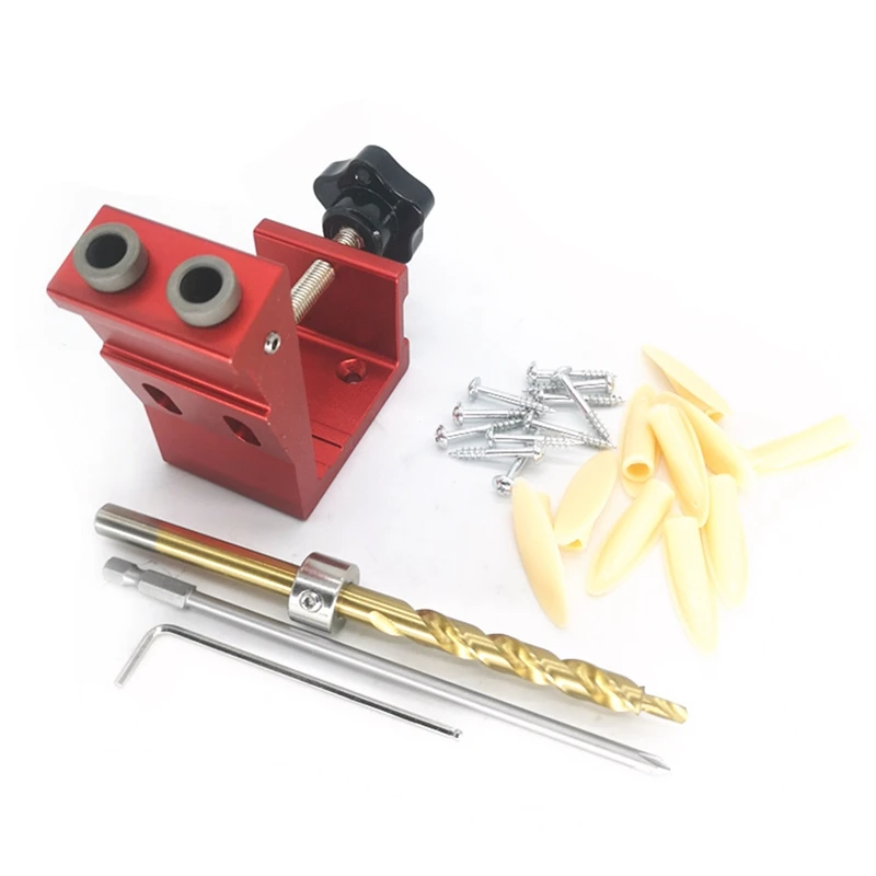 

Pocket Hole Drill Guide Dowel Jig Oblique Hole Locator Drilling Kit Woodworker DIY Tools with Drill Bit