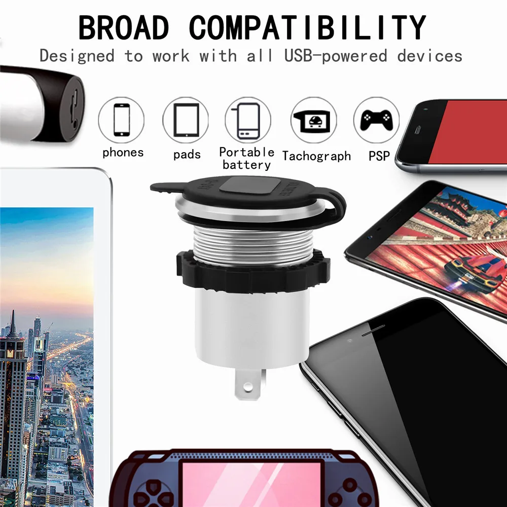 2019 New QC3.0 Dual USB Charger For Motorcycle Car Truck ATV Boat Socket 12-24V Auto Power Adapter Plug | Автомобили и мотоциклы
