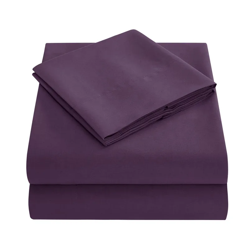 

Purple Color Bed Sheet Sets Soft Bed Sheets Twin/Full/Queen/King Size Flat Sheet + Fitted Sheet + Pillow Case XF1026-5