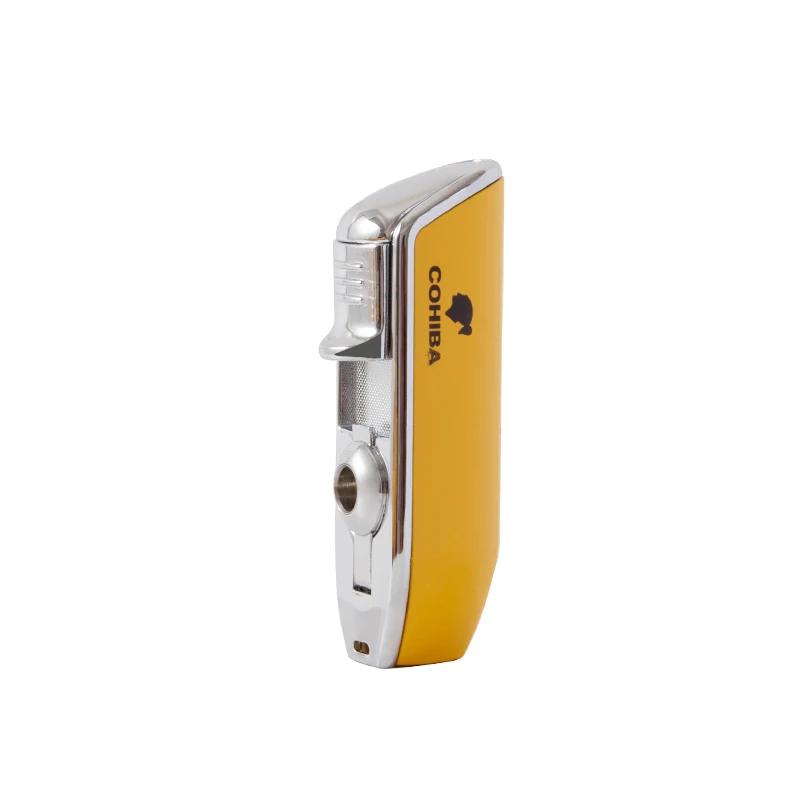 Металлическая ветрозащитная карманная мини-зажигалка COHIBA для сигар с 3 струйными