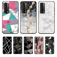 marble geometric for huawei y9a y9s y9 y8p y8s y7a y7p y7 y6 y6p y6s y5p y5 prime pro 2019 2020 black soft phone case