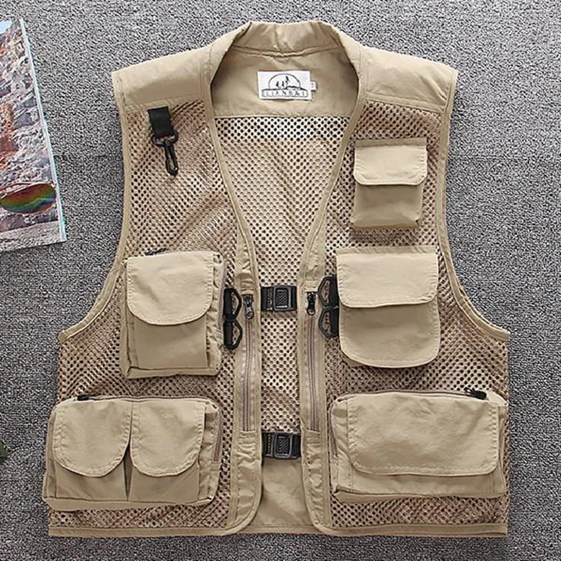 

Outdoor Men's camouflage mesh Fishing Vest photography multi-pocket vest Coat