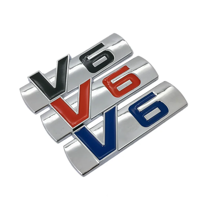 New Metal Zinc Alloy V6 Logo 3D Car Sticker Badge V-6 Engine Sign Rear Trunk Toyota Highlander Ford Mondeo Chevrolet Styling | Автомобили