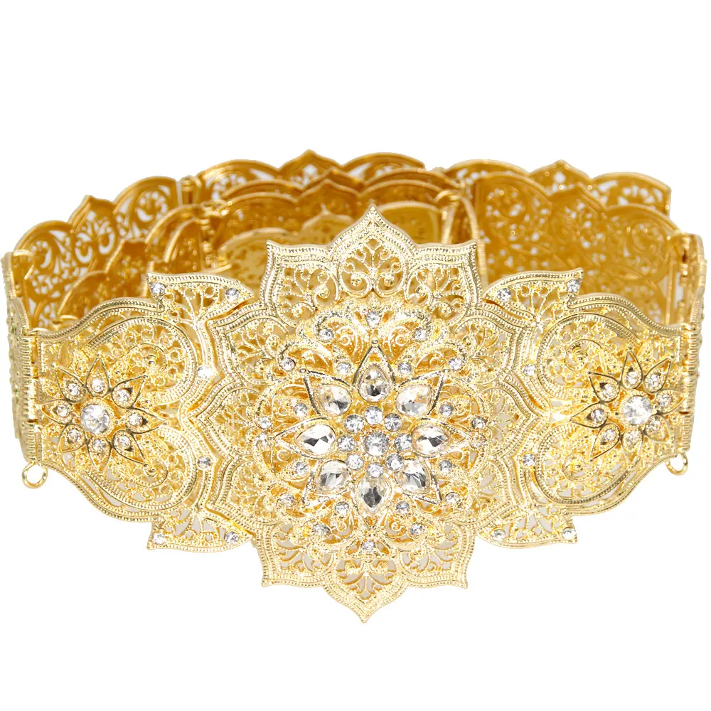 

Sunspicems Gold Silver Color Moroccan Caftan Belt For Women Dress Waist Belt Wedding Jewelry Arab Robe Bijoux Bridal Gift 2021