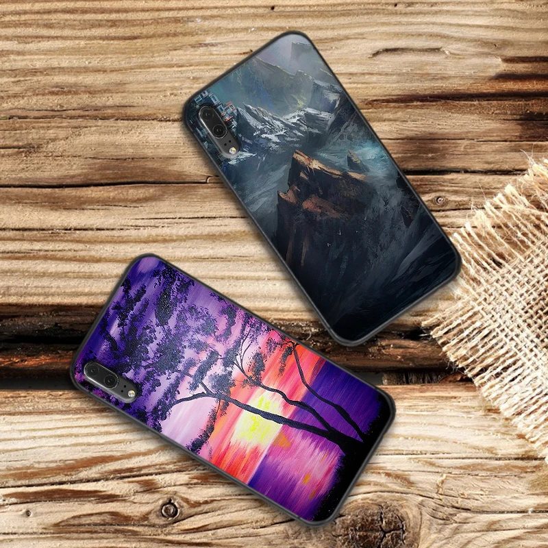 Пейзаж живопись для huawei P8 P9 Mini P10 P20 2019 P30 LITE P Smart Z 2018 Pro Мягкий силиконовый чехол |